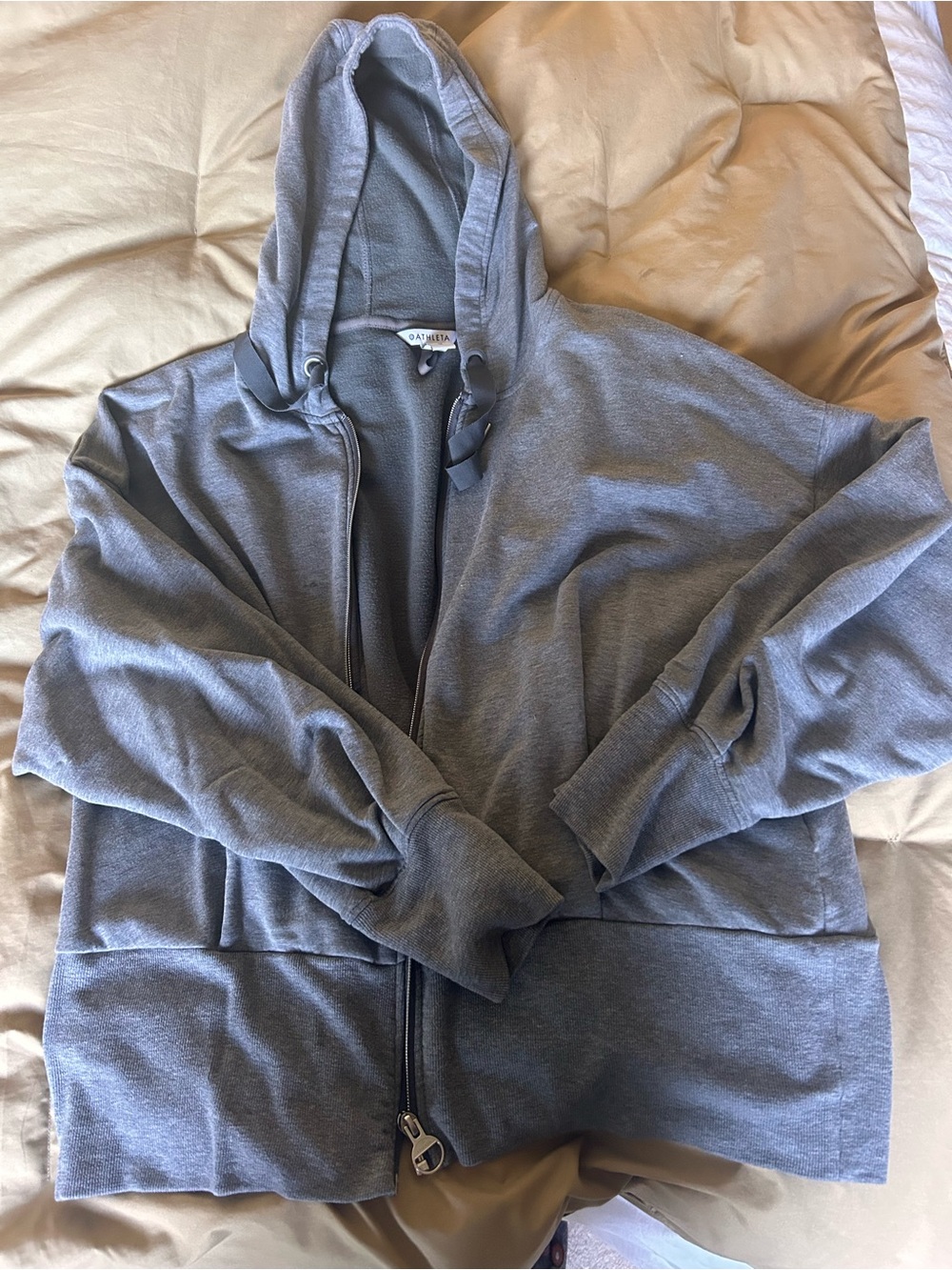 Athleta Gray Zip-Up Hooded Jacket